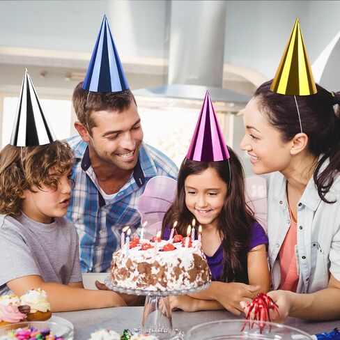 24PCS Colorful Birthday Party Hats Mini Party Hats for Adults Small Metallic Foil Cone Hat for Birthday Carnival Party Supplies, Accessories in Saudi Arabia