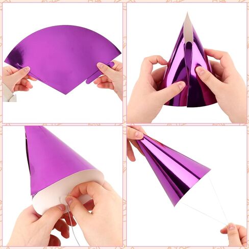 24PCS Colorful Birthday Party Hats Mini Party Hats for Adults Small Metallic Foil Cone Hat for Birthday Carnival Party Supplies, Accessories in Saudi Arabia