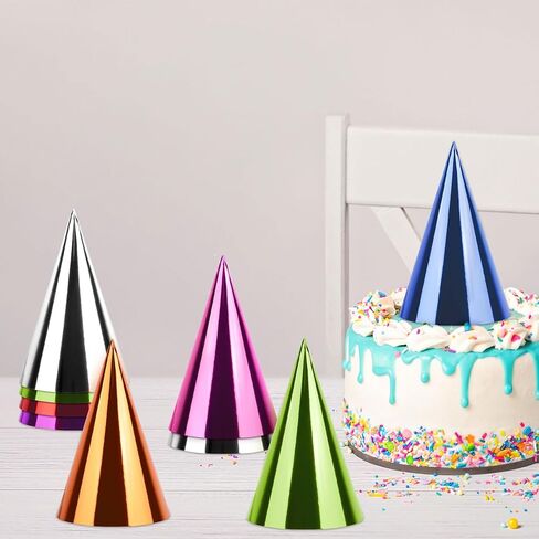 24PCS Colorful Birthday Party Hats Mini Party Hats for Adults Small Metallic Foil Cone Hat for Birthday Carnival Party Supplies, Accessories in Saudi Arabia