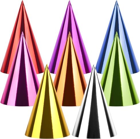 24PCS Colorful Birthday Party Hats Mini Party Hats for Adults Small Metallic Foil Cone Hat for Birthday Carnival Party Supplies, Accessories in Saudi Arabia