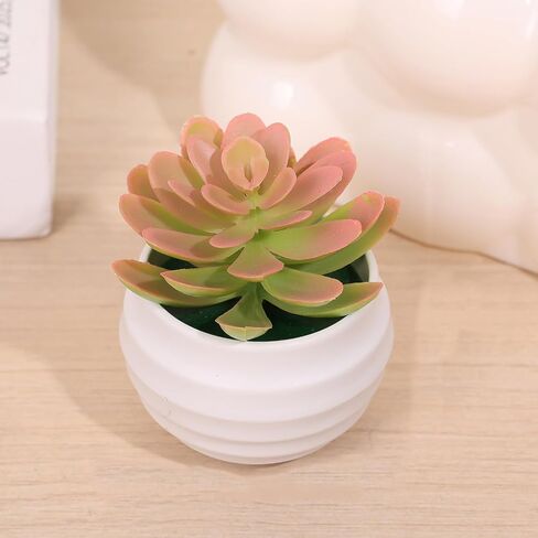 Mini Artificial Succulents Plants Bonsai Faux Succulent Plant Potted Tabletop Greenery Ornaments Home Decoration 5.5 * 8.5cm(Deep Green) in Saudi Arabia