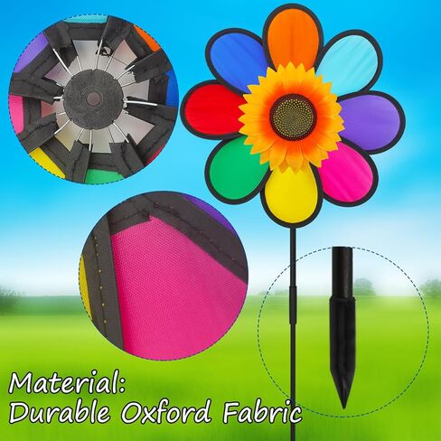 4PCS Sunflower Colorful Wind Spinners, Whirligigs Wind Spinner, 12.4inch Garden Windmill Spinner, DIY Pinwheel Craft Lawn Courtyard Outdoor Decoration in Saudi Arabia