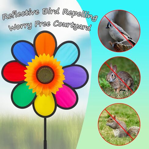 4PCS Sunflower Colorful Wind Spinners, Whirligigs Wind Spinner, 12.4inch Garden Windmill Spinner, DIY Pinwheel Craft Lawn Courtyard Outdoor Decoration in Saudi Arabia