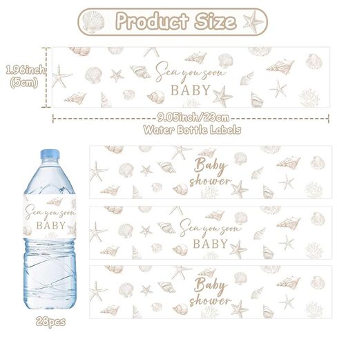 28Pcs Sea You Soon Baby Shower Water Bottle Labels Waterproof Ocean Animals Water Bottle Wrapper Stickers for Sea You Soon Baby Shower Gender Reveal Decor Party Supplies in Saudi Arabia