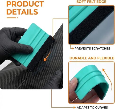 Xthrotsenk 2 قطعة ممسحة لباد الفينيل ممسحة الفينيل أداة ممسحة 4 بوصة أداة مكشطة الفينيل أدوات تنعيم ورق الحائط لتغليف نافذة السيارة وتنعيم الحرف اليدوية اليدوية in Kuwait