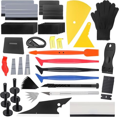 Boao 65 Pcs Vehicle Vinyl Wrap Applicator Tool Kit Car Wrap Squeegee Kit Automotive Window Tint Tools with Gloves Magnetic Holder Vinyl Wraps for Car Wrapping in Kuwait