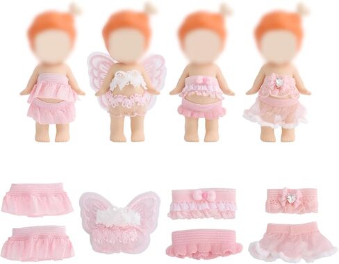 4 Sets Angel Doll Clothes, 4 Style Delicate Mini Clothing Set Include Top and Skirt for 3in/7.62cm Adult Collectible Doll Gifts Display and Decoration Accessories (Cherry Blossom Angel) in Kuwait