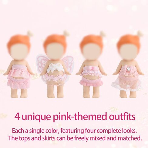 4 Sets Angel Doll Clothes, 4 Style Delicate Mini Clothing Set Include Top and Skirt for 3in/7.62cm Adult Collectible Doll Gifts Display and Decoration Accessories (Cherry Blossom Angel) in Kuwait