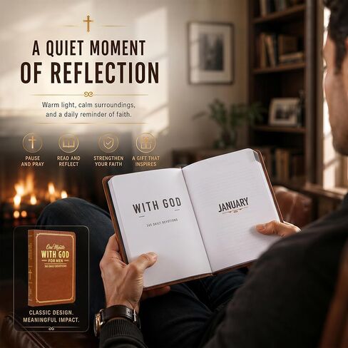 One Minute with God for Men, 2026 New Daily Devotional - Prayer Journal, with 365 Days Bible Reading Plan One Minute, with God Compact Bible Brown Leather Book Gifts for Men's Christmas Day in Kuwait