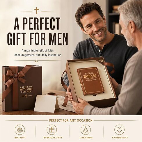 One Minute with God for Men, 2026 New Daily Devotional - Prayer Journal, with 365 Days Bible Reading Plan One Minute, with God Compact Bible Brown Leather Book Gifts for Men's Christmas Day in Kuwait