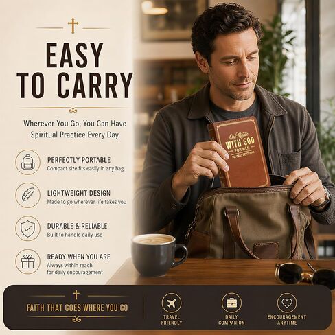 One Minute with God for Men, 2026 New Daily Devotional - Prayer Journal, with 365 Days Bible Reading Plan One Minute, with God Compact Bible Brown Leather Book Gifts for Men's Christmas Day in Kuwait