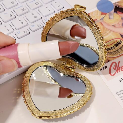 Compact Pocket Fold Small Mirror Portable Two-Side Folding Vintage-Inspired Fabric-Covered Mirror Women Cosmetic Mirrors (White) in Saudi Arabia