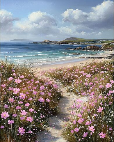 NXIKYO Beach Wildflower Paint by Numbers Kit for Adults Beginner, Beach Adult Paint by Number Kits on Canvas, DIY Acrylic Oil Easy Painting by Numbers for Home Wall Decor 16 X 20 inch (Without Frame) in Saudi Arabia