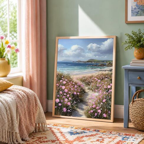 NXIKYO Beach Wildflower Paint by Numbers Kit for Adults Beginner, Beach Adult Paint by Number Kits on Canvas, DIY Acrylic Oil Easy Painting by Numbers for Home Wall Decor 16 X 20 inch (Without Frame) in Saudi Arabia
