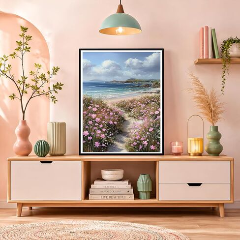 NXIKYO Beach Wildflower Paint by Numbers Kit for Adults Beginner, Beach Adult Paint by Number Kits on Canvas, DIY Acrylic Oil Easy Painting by Numbers for Home Wall Decor 16 X 20 inch (Without Frame) in Saudi Arabia