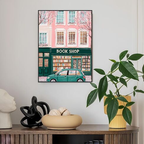 HHMATITS Paint by Numbers for Adults, Book Shop Paint by Numbers Kit for Adults Beginners, DIY Acrylic Oil Painting by Number for Home Wall Art Decor Gift 16x20 inch (Without Frame) in Saudi Arabia