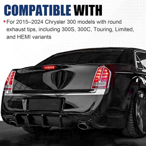 Rear Bumper Diffuser Lip Compatible with 2015-2023 Chrysler 300, Gloss Black Rear Splitter Spoiler Lower Valance in Kuwait
