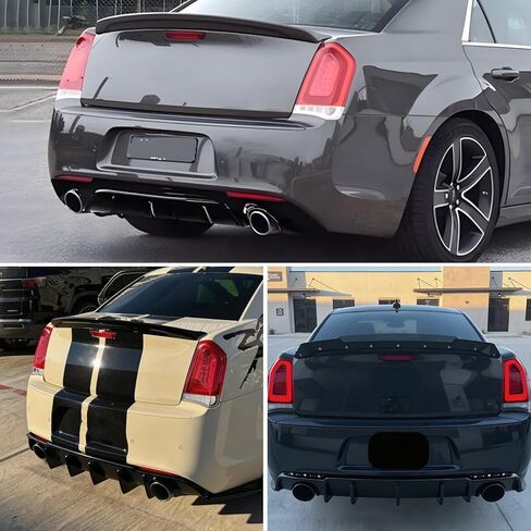 Rear Bumper Diffuser Lip Compatible with 2015-2023 Chrysler 300, Gloss Black Rear Splitter Spoiler Lower Valance in Kuwait