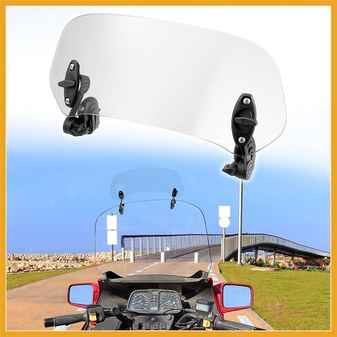 28.5cm Motorcycle Windshield Motorcycle Wind Deflector Clear Lens Adjustable Clip Windshield Extension Universal Fit for Most Motorcycle Scooter Replacement in Kuwait