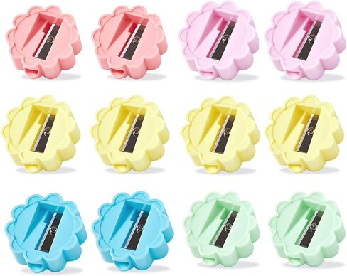 Pencil Sharpener, 12 Pack Creative Flower Shape Manual Pencil Sharpeners, Simple Reliable Single-Hole Pencil Sharpener for Students and Children, Works with Colored Pencils & Makeup Pencils in Saudi Arabia