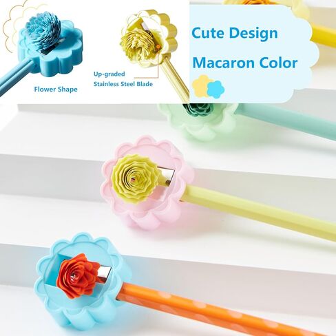 Pencil Sharpener, 12 Pack Creative Flower Shape Manual Pencil Sharpeners, Simple Reliable Single-Hole Pencil Sharpener for Students and Children, Works with Colored Pencils & Makeup Pencils in Saudi Arabia