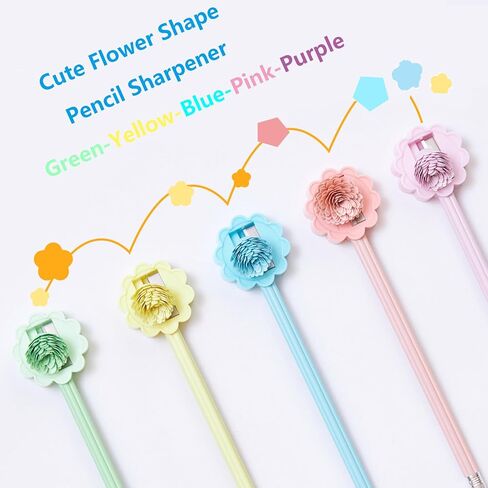 Pencil Sharpener, 12 Pack Creative Flower Shape Manual Pencil Sharpeners, Simple Reliable Single-Hole Pencil Sharpener for Students and Children, Works with Colored Pencils & Makeup Pencils in Saudi Arabia