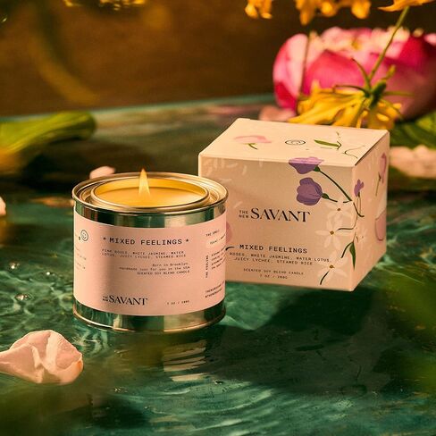 The New Savant Scented Candle - Library in a Forest - Aesthetic Bookish Candle for Home, Pine, Citrus, Patchouli & Leather, Soy Wax Blend, Vegan & Cruelty-Free, 50-Hour Burn Time - 7oz in Saudi Arabia