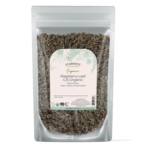 Starwest Botanicals Organic Raspberry Leaf - Herbal Loose Leaf Tea, Caffeine Free Natural Herbs, Pure Dried Raspberry Leaf, Cut & Sifted, Certified Kosher, Non-GMO - Bulk 1 lb Bag in Saudi Arabia