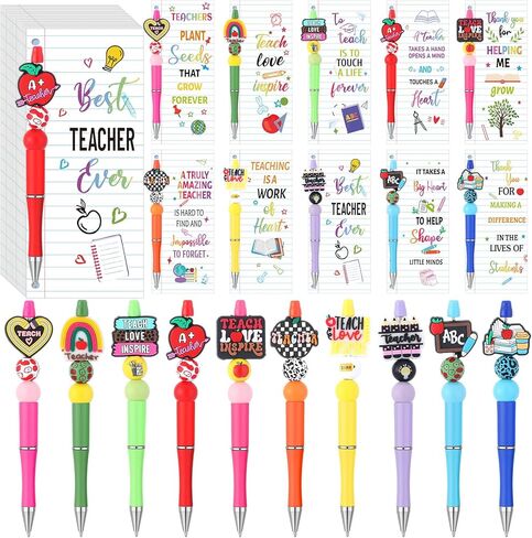 10 Sets Teacher Pen Kits: 2026 Teacher Graduation Gifts DIY Refillable Beadable Pens with Thank You Cards End of The Year Appreciation Gifts for School Team Staff Coworker Office Supplies in Kuwait
