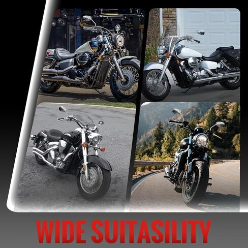 Universal Motorcycle Mirrors - 10mm Chrome Oval Handlebar Rearview Side Mirrors Compatible with Honda Shadow Kawasaki Suzuki Cruiser Scooter Street Dirt Bike Cruiser Chopper Touring in Kuwait