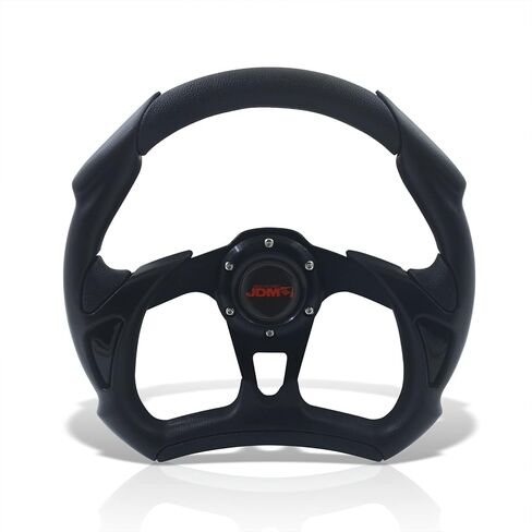 موزعي AJP JDM Sport Universal 320 مم 13 بوصة 6 فتحة بولت عجلة قيادة مسطحة القاع على شكل D جلد أسود PVC خفيف الوزن من الألومنيوم 3 تكلم + زر قرن استبدال مسار الانجراف in Kuwait