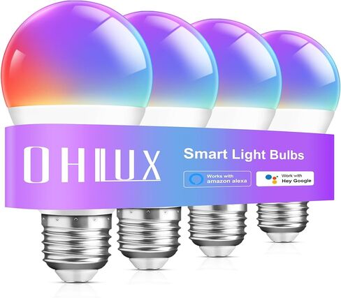 Smart Light Bulbs,Color Changing Light Bulbs That Work with Alexa and Google Assistant,2.4GHz WiFi & Bluetooth Music Sync Multicolor LED Bulbs,7W(60W Eqv.) E26 A19 for Smart Home Lighting-4PACK in Saudi Arabia