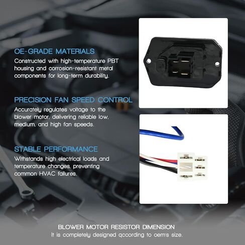 مقاوم محرك منفاخ HVAC مع حزام أسلاك متوافق مع Subaru Legacy Outback 2010 2011 2012 2013 2014 2015 2016 2017 2018 2019 Relpace 73533AJ000 73533AJ00A JA1868 SU00302122 in Kuwait