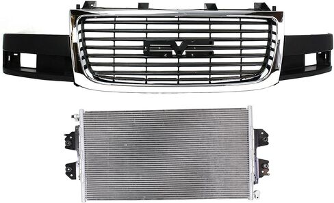 Garage-Pro Kit (1) A/C Condenser and (1) Grille Assembly Compatible with 2003-2023 Chevrolet Express 3500, Fits 2003-2023 Chevrolet Express 2500 & 2003-2023 GMC Savana 3500 Chrome Shell in Kuwait