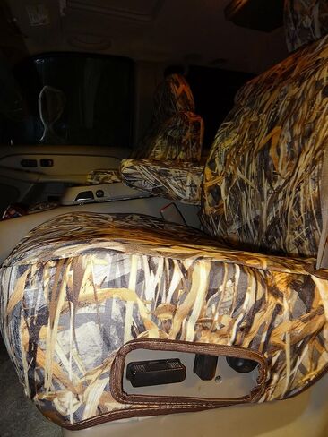 أغطية مقاعد Durafit، C1070-SA-C Camo، 2000-2002 Chevy Suburban & Tahoe وGMC Yukon كراسي الكابتن الأمامية مع وسائد هوائية جانبية وأدوات تحكم كهربائية، أغطية مقاعد مخصصة في Savanna Camo Endura in Kuwait