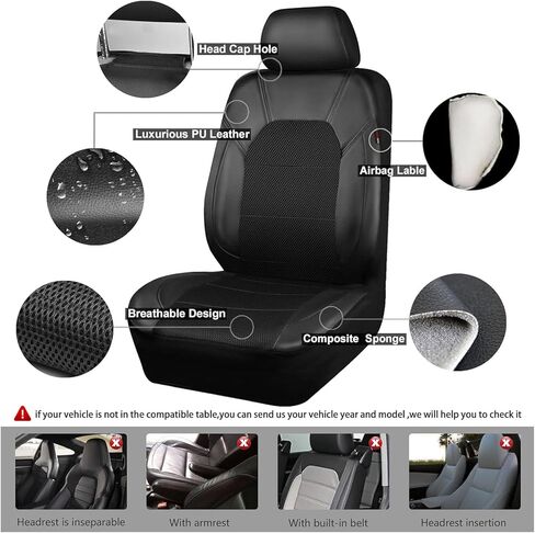 9 Pcs Car Seat Cover for Hyundai Tucson 2009-2017 2018 2019 2020 2021 2022 2023 2024, Full Set Leather Seat Covers Full Coverage Breathable Comfortable Seat Protectors Accessories,Black in Saudi Arabia