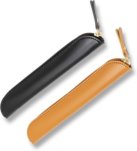 PU Leather Single Pen Case, Brown Stationery Storage Bag,Black Leather Marker Pen Bag, Pen Holder Pouch Gift for Pen Enthusiasts（2-Pack） in Saudi Arabia