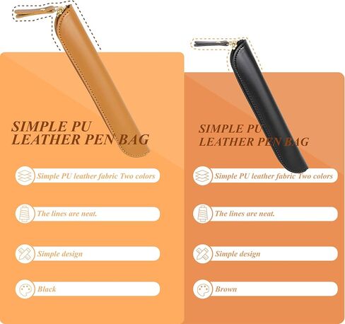 PU Leather Single Pen Case, Brown Stationery Storage Bag,Black Leather Marker Pen Bag, Pen Holder Pouch Gift for Pen Enthusiasts（2-Pack） in Saudi Arabia