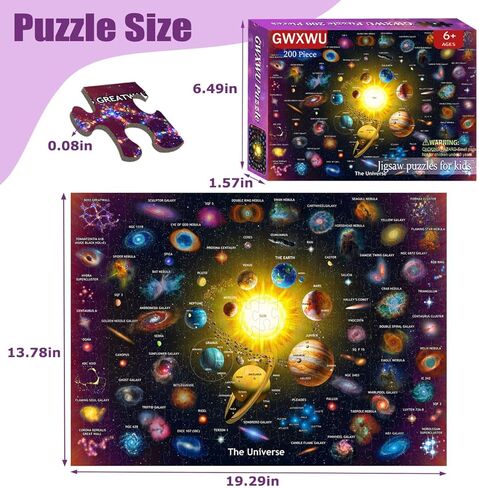 Puzzles for Kids Ages 6-8 and 8-10, 200 Piece Solar System Planets Learning Educational Jigsaw Puzzles, Educational Learning Toy for Boys and Girls in Saudi Arabia