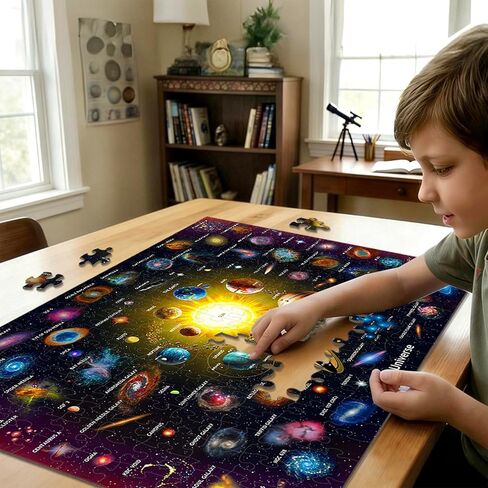 Puzzles for Kids Ages 6-8 and 8-10, 200 Piece Solar System Planets Learning Educational Jigsaw Puzzles, Educational Learning Toy for Boys and Girls in Saudi Arabia