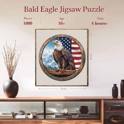 1000 Piece Puzzle for Adult, Bald Eagle Jigsaw Puzzle 1000 Pieces, Impossible Challenging Fun Puzzle for Adult, Round 26.6 x 26.6 Inch Unique Difficulty Puzzle for Birthday Gift in Kuwait
