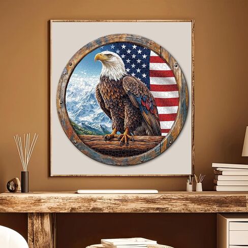 1000 Piece Puzzle for Adult, Bald Eagle Jigsaw Puzzle 1000 Pieces, Impossible Challenging Fun Puzzle for Adult, Round 26.6 x 26.6 Inch Unique Difficulty Puzzle for Birthday Gift in Kuwait