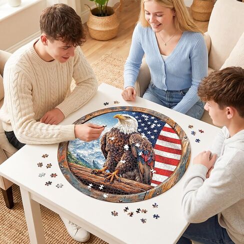 1000 Piece Puzzle for Adult, Bald Eagle Jigsaw Puzzle 1000 Pieces, Impossible Challenging Fun Puzzle for Adult, Round 26.6 x 26.6 Inch Unique Difficulty Puzzle for Birthday Gift in Kuwait