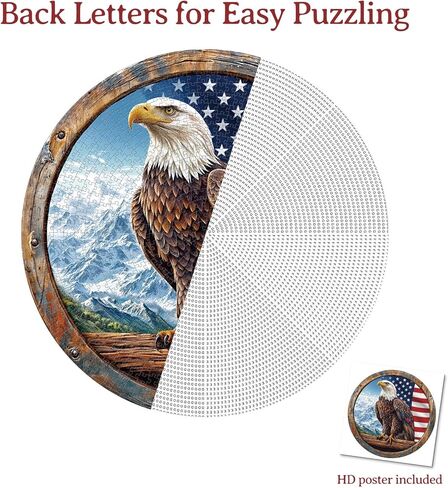 1000 Piece Puzzle for Adult, Bald Eagle Jigsaw Puzzle 1000 Pieces, Impossible Challenging Fun Puzzle for Adult, Round 26.6 x 26.6 Inch Unique Difficulty Puzzle for Birthday Gift in Kuwait