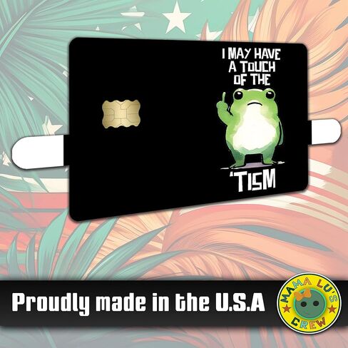 Touch of the Tism Frog – Credit Card Skin Sticker Cover Decal Wrap 2-Pack – Funny Neurodivergent Meme Frog Design in Saudi Arabia