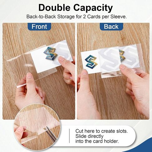 100 Pack Transparent Business Card Sleeves Set, Compatible with Durable/Visifix & Telindex Card Holders, for Cards up to 2.87" x 4.13", Protector Pockets for Standard Business Cards in Saudi Arabia