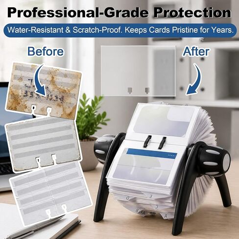 100 Pack Transparent Business Card Sleeves Set, Compatible with Durable/Visifix & Telindex Card Holders, for Cards up to 2.87" x 4.13", Protector Pockets for Standard Business Cards in Saudi Arabia