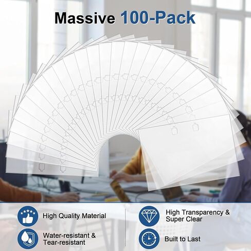 100 Pack Transparent Business Card Sleeves Set, Compatible with Durable/Visifix & Telindex Card Holders, for Cards up to 2.87" x 4.13", Protector Pockets for Standard Business Cards in Saudi Arabia