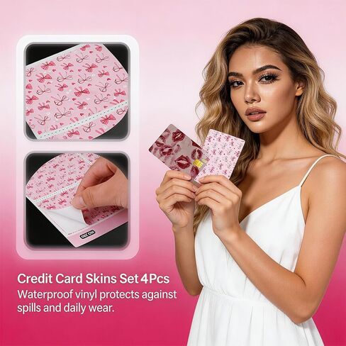 4 PCS Credit Card Skin, Credit Card Skins Debit Card Cover Stickers Waterproof Durable Protective Debit Credit Card Cover for Bank Transportation Metro Use in Kuwait