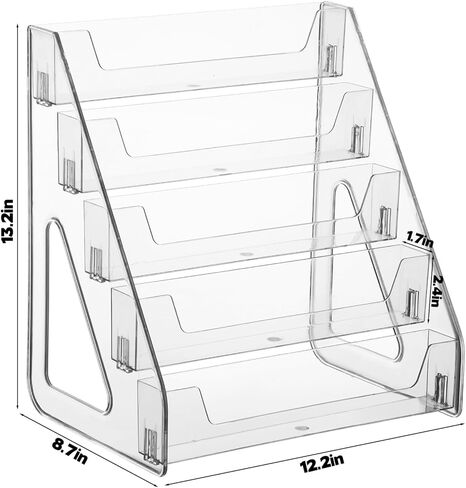 5 Tiers Acrylic Business Card Holder for Desk 15 Slots Premium Cards Stand Acrylic Card Holder Display for Workspace Multiple-Clear Plastic Display Holder for Office Women Men in Kuwait